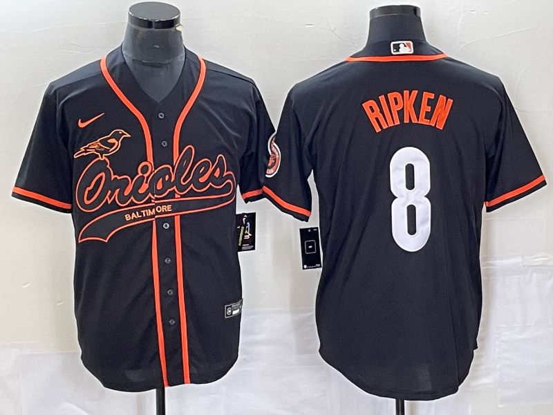 Men Baltimore Orioles #8 Ripken Black Co Branding Nike Game MLB Jersey style 1